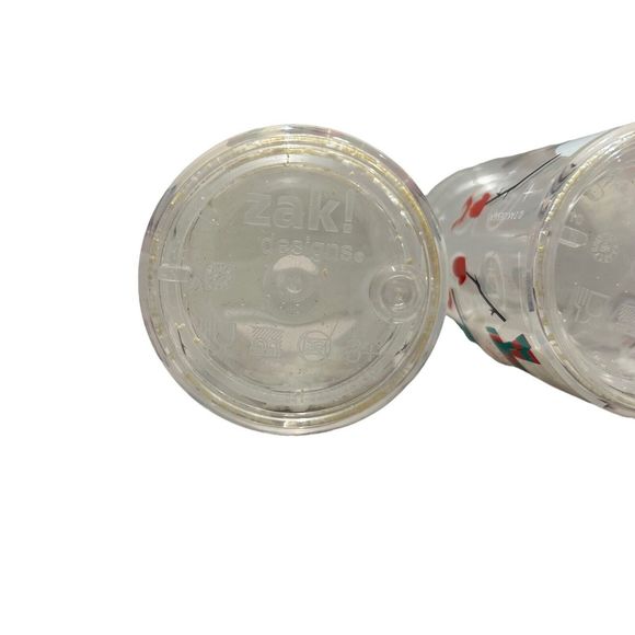 Zak! Holiday Snowman Set Of 4 Plastic Glasses Double Wall 3D Snowflake/Snow 6oz - Picture 5 of 5